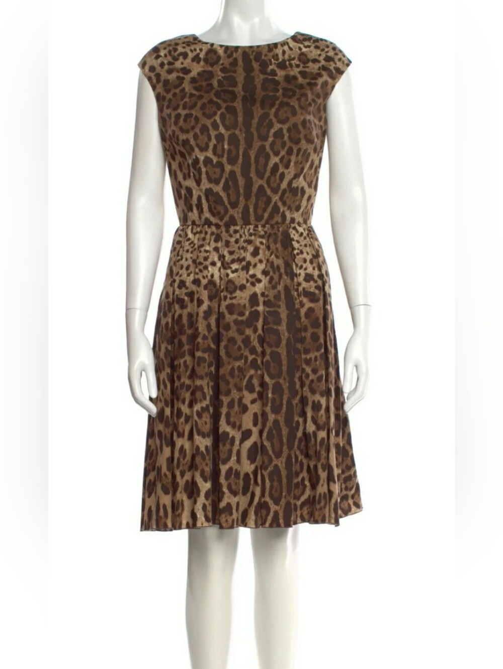 Dolce & Gabbana Brown Leopard-Print Midi Dress